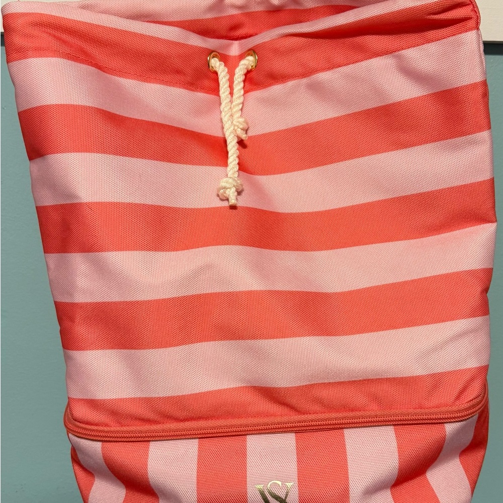 Victoria's Secret Coral and Pink Striped Tote